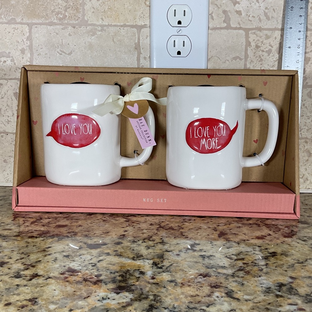 Rae Dunn LOVE YOU & LOVE YOU MORE Coffee Mug Set❤️